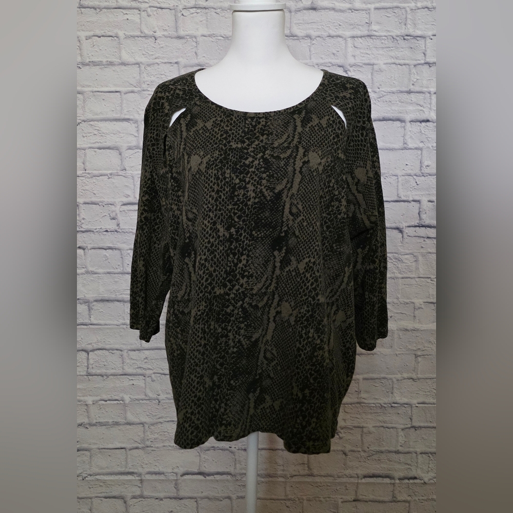 Rafaella Black and Green Patterned Blouse